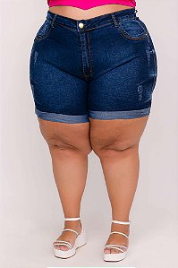 Shorts Meia Coxa Jeans Plus Size Kethelly