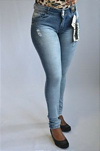 Calça Jeans Rasgada Lady X Modelo Legging Levanta Bumbum