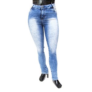 Calça Jeans Plus Size Feminina Manchada Credencial Cintura Alta