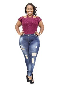Calça Jeans Darlook Plus Size Skinny Rasgada Susani