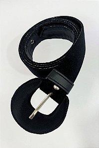 Cinto Feminino Plus Size Preto Fivela Encapada
