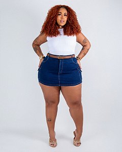 Short Saia Jeans Cargo Plus Size Izabell