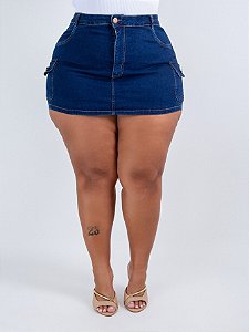 Short Saia Jeans Cargo Plus Size Izabell