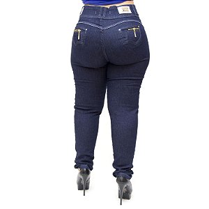 Calça Jeans Cheris Plus Size Skinny Escura Janaline Azul