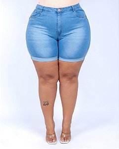 Shorts Meia Coxa Jeans Plus Size Leidneia