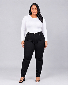 Calça Jeans Ane Plus Size Skinny Nisla Preta