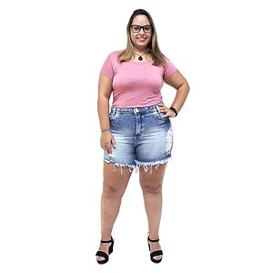 Shorts Jeans Feminino Bunny Rasgadinho Uelida Azul - Ane Jeans