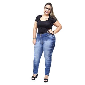 Calça Jeans Credencial Plus Size Cigarrete Regines Azul