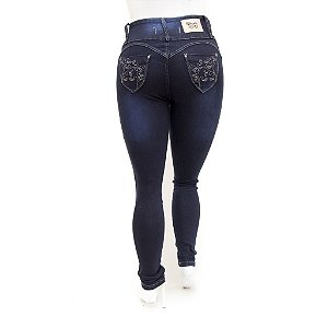Calça Jeans Feminina Plus Size Cintura Alta Azul Legging Cheris