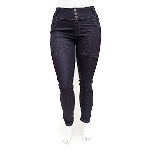 Calça Jeans Feminina Plus Size Cintura Alta Azul Escura Credencial