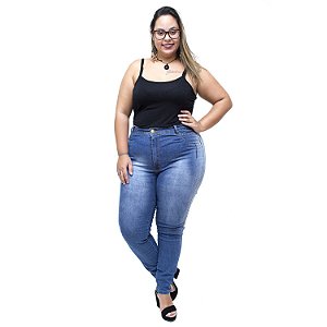 Calça Jeans Latitude Plus Size Skinny Rosibene Azul