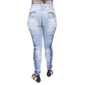 Calça Jeans Feminina Legging Credencial Manchada com Elástico