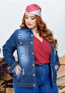 Jaqueta Jeans Xtra Charmy Plus Size Kaianne