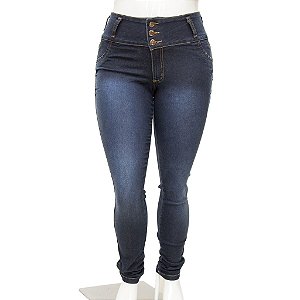 Calça Jeans Feminina Legging Thomix Escura Plus Size com Cintura Alta