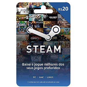 Cartão Pré Pago Steam 20 Reais - Envio Digital