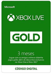 Cartão Assinatura 03 Meses Xbox Live Gold - Código Digital