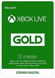 Cartão Assinatura 12 Meses Xbox Live Gold - Código Digital