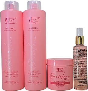 Kit Profissional Barcelona Wf Shampoo Mascara Gloss E Plex
