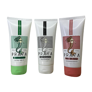 Kit Máscara Reconstrução + Protetor Térmico + Hidratação Praya