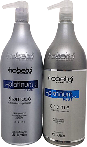 Kit Matizador Platinum Plus Hobety Shampoo e Creme 1,5L Cada