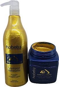 Kit Hobety Tratamento Banho de Ouro Shampoo 750ml e Mascara 750g