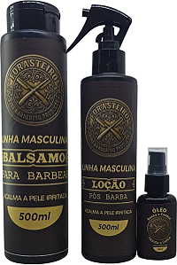 Kit Barba Forasteiro Balsamo 500ml Locao 300ml Oleo 30ml 3 Pcs