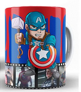 Caneca Porcelana Super Herói Capitão América