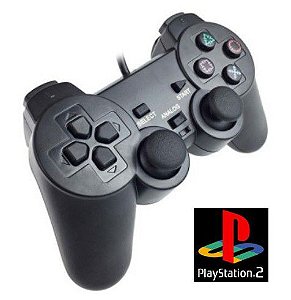 Controle Joystick Para Playstation 2 Preto Analógico Ps2