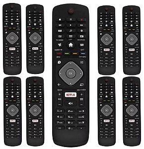 Kit com 10 Controles Remoto Compatível Tv Philips Smart Netflix Atacado