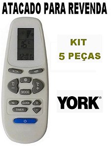 Controle Remoto Ar Condicionado York Elgin YHEC-YHDC07; YHEC-YHDC08; YHEC09FS-ADG YHEC-YHDC09; YHEC-YHDC10;  Kit com 5 Peças