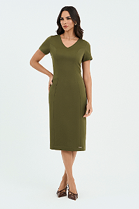 Vestido Verde Em Alfaiataria Ajustadodo