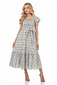 Vestido Midi Estampado Godê Via Tolentinolentino
