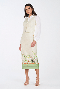 Conjunto Midi Em Alfaiataria Estampa Floral