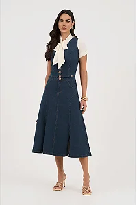 Saia Jeans Midi Evasê (apenas saia)
