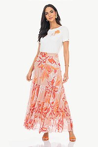 Saia De Tule Estampada Via Tolentino