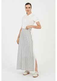 Saia Reta Listrada Em Malha Rendada Via Tolentino