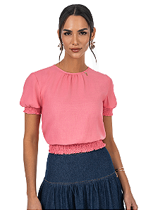 Blusa Rosa Em Plano Com Lastex Via Tolentino