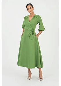 Saia Verde Plano Acetinado Midi Gode Via Tolentino