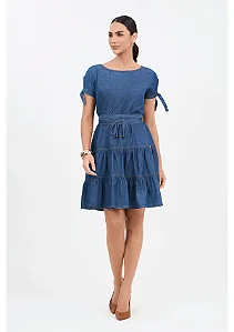 Vestido Jeans Curto Gode Com Cinto