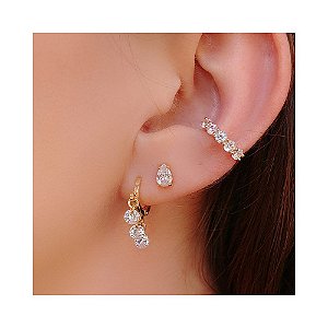 BRINCO ARGOLA CLICK E ZIRCÔNIA CRISTAL