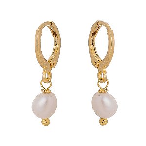 BRINCO ARGOLA CLICK E PÉROLA BARROCA