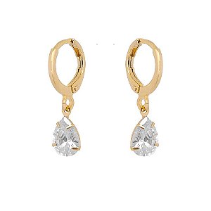 BRINCO ARGOLA CLICK E GOTA CRISTAL