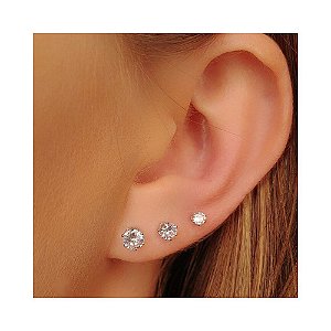 BRINCO TRIO PONTO DE LUZ ZIRCÔNIA CRISTAL
