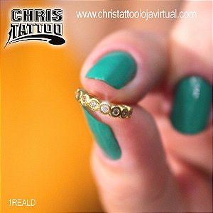 Argola Dourada Com Pedra 1Real