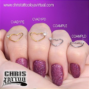 Piercing coração Daith aço ponto de luz