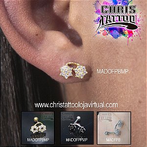 Piercing Aço de Florzinha Dupla em Pedras