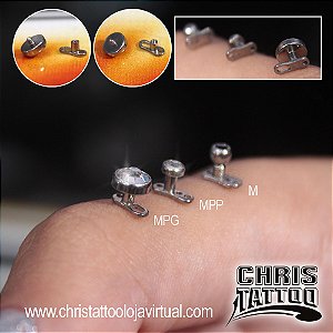 Piercing Microdermal todo em Aço Cirúrgico com Pedrinha