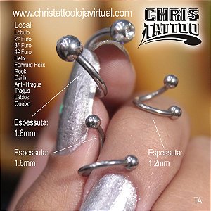 Piercing Twister Espiral em Aço Cirúrgico 316L