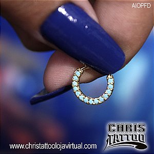 Piercing de Argolinha com Pedras Frontal - Argola de Torção