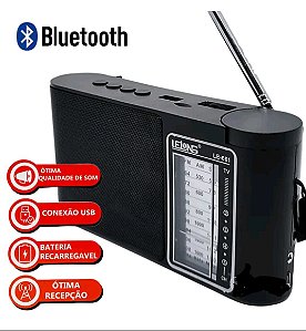 Rádio Portátil Retro Bluetooth Am/Fm Le-661 Lelong Novo